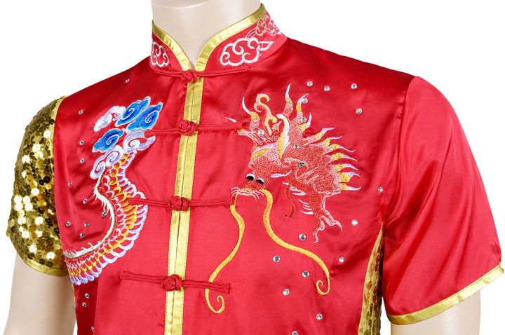 HanCui Chang Quan Competition Outfit, Red & Gold Dragon