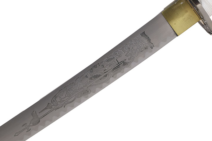 White Katana Iaito & Engraved Blade