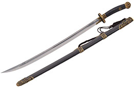 Sabre de la Dynastie Qing - Acier Damas, Rigide Aiguisé