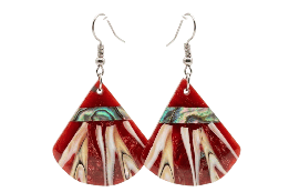 Boucle d'oreilles Thaïlandaises - Éventail Pourpre, Nacre véritable