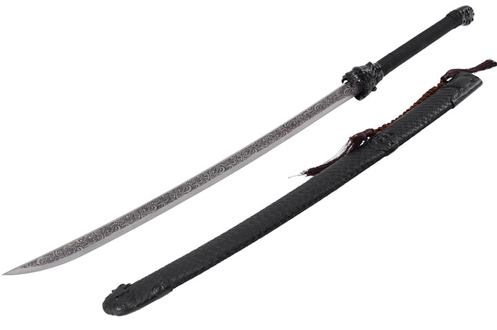 Sabre da Dinastia Qing - Liuyedao com cabeça de tigre, rígido afiado