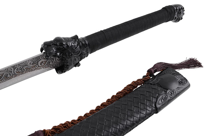 Sabre da Dinastia Qing - Liuyedao com cabeça de tigre, rígido afiado