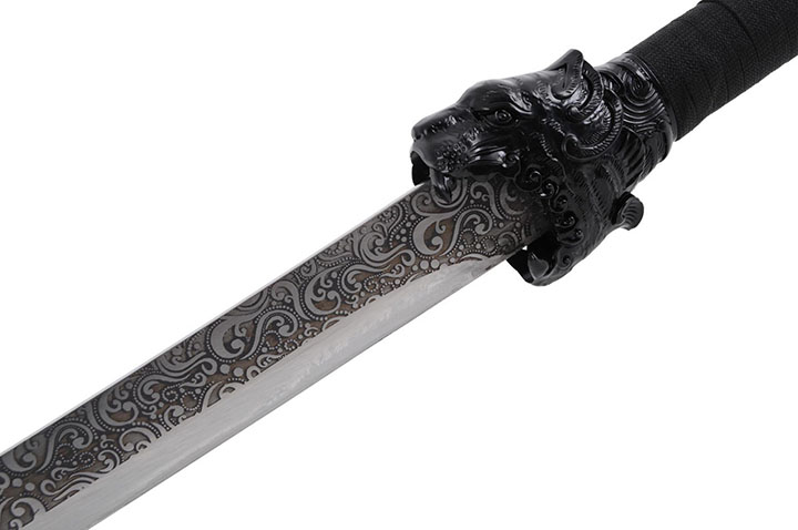 Sabre da Dinastia Qing - Liuyedao com cabeça de tigre, rígido afiado