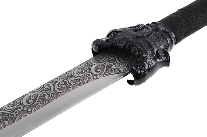 Sabre da Dinastia Qing - Liuyedao com cabeça de tigre, rígido afiado