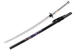 Katana Iaïto Dragon, Noir & Tressage blanc