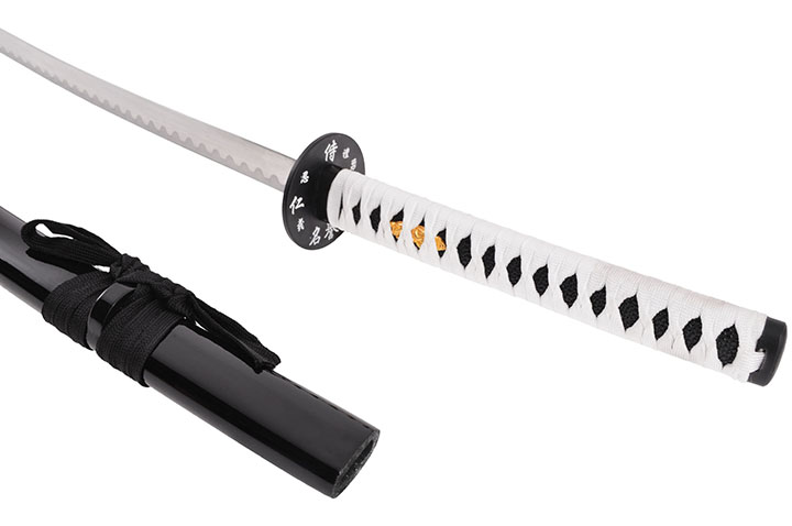 Katana Iaïto Dragon, Noir & Tressage blanc