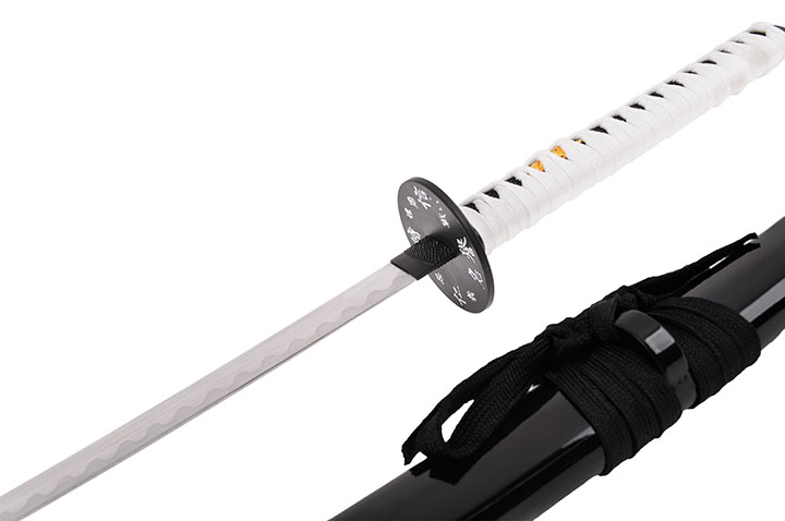 Katana Iaito Dragón, Negro y Mango blanco