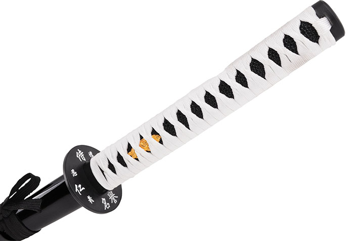 Katana Iaïto Dragon, Noir & Tressage blanc