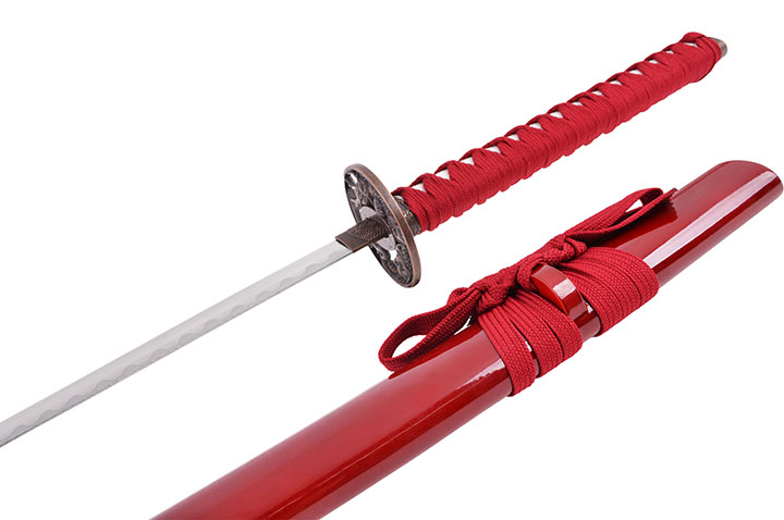 Katana Iaito Dragón, Rojo y Mango rojo