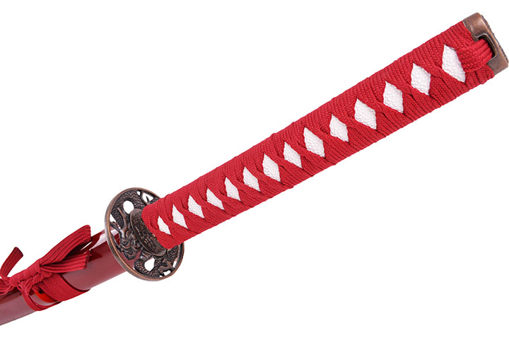 Katana Iaito with Dragon, Red & red handle