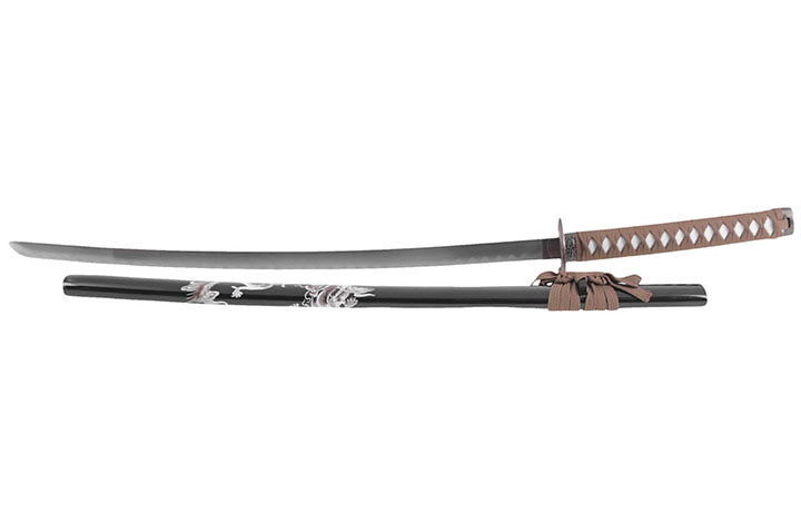 Katana Iaito Dragón, Negro y Mango Marrón