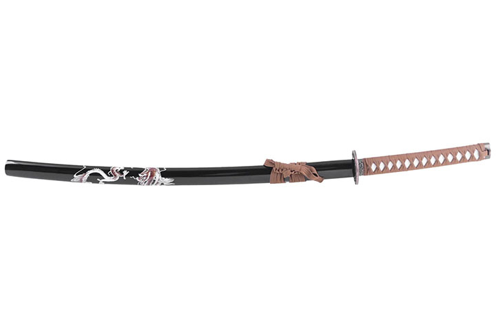 Katana Iaito Dragón, Negro y Mango Marrón