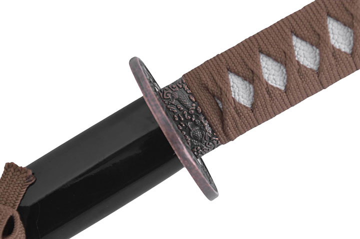Katana Iaito with Dragon, Black & Brown handle