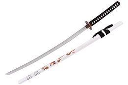 Katana Iaïto Dragon Doré, Blanc & Tressage Noir