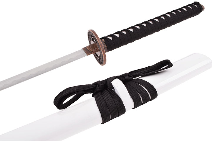 Katana Iaito Dragon Oro, Blanco con Mango Negro