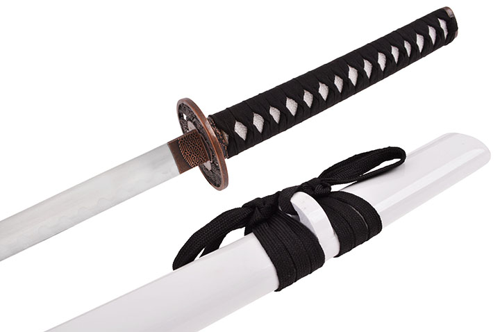 Katana Iaïto Dragon Doré, Blanc & Tressage Noir