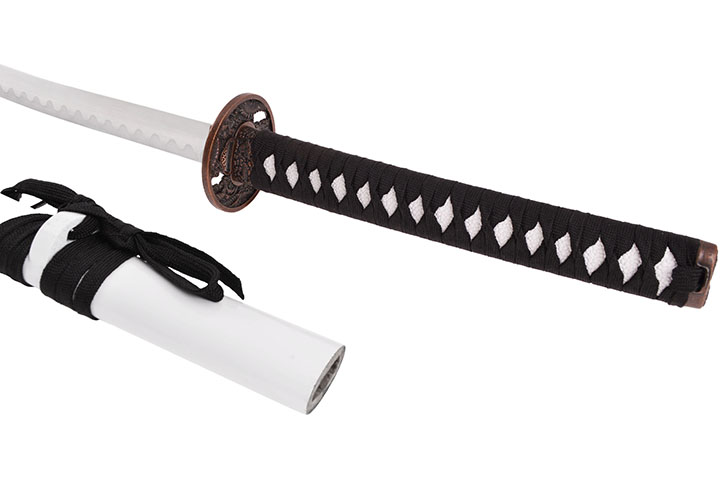 Katana Iaito Dragon Oro, Blanco con Mango Negro