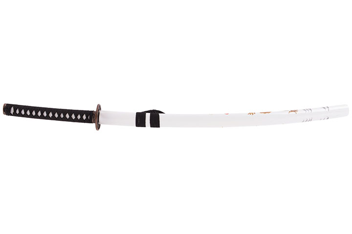 Katana Iaïto Dragon Doré, Blanc & Tressage Noir