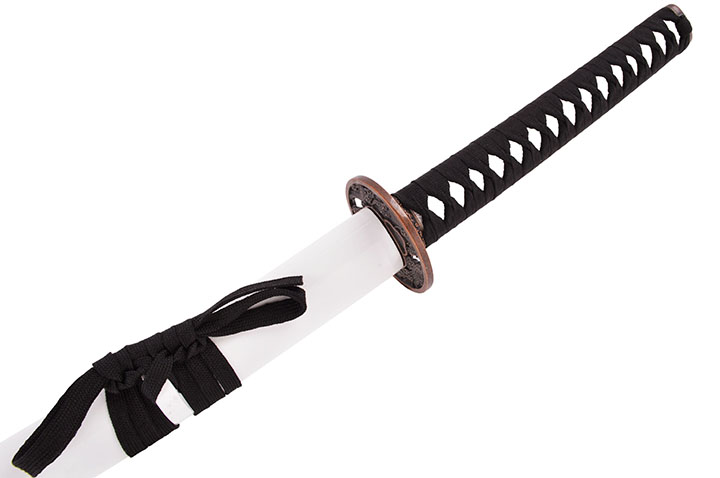 Katana Iaïto Dragon Doré, Blanc & Tressage Noir