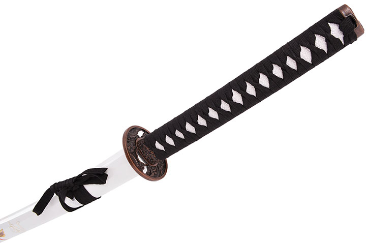 Katana Iaïto Dragon Doré, Blanc & Tressage Noir