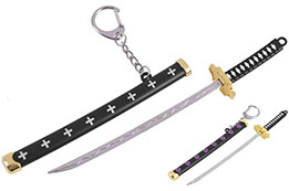 Katana Keychain & Letter Opener, Black with motifs - One piece