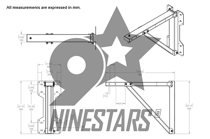 Potence murale pour Rail coulissant | NineStars®