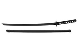 Katana realista preta, guarda redonda, Baohu - Réplica em bambu