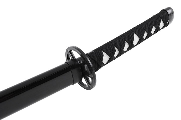 Katana Negro realista, guardia redonda, Baohu - Réplica de Bambú