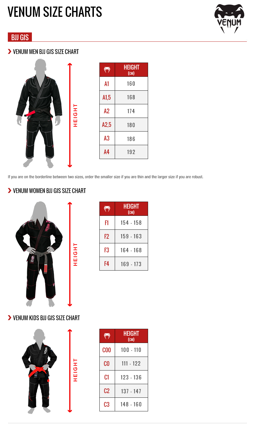 Venum Bjj Belt Size Chart