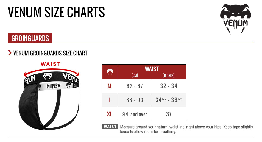 Venum Groin Guard Size Chart