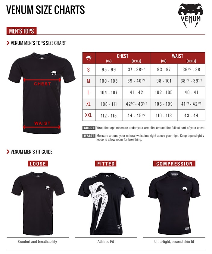 Venum T Shirt Size Chart